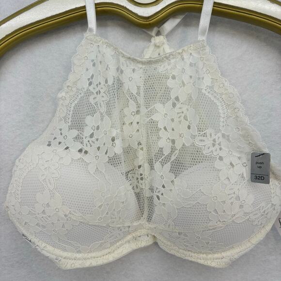 Fredericks of Hollywood Push Up Bra‎ size 32D Ivory Lace Laura Desiree Floral - Picture 4 of 9